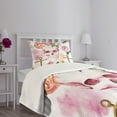 thumbnail image 5 of Ambesonne Skull Quilted Bedspread Set 2 Pcs, Anchor Roses Peony Art, Twin Size, White Green Pink, 5 of 6