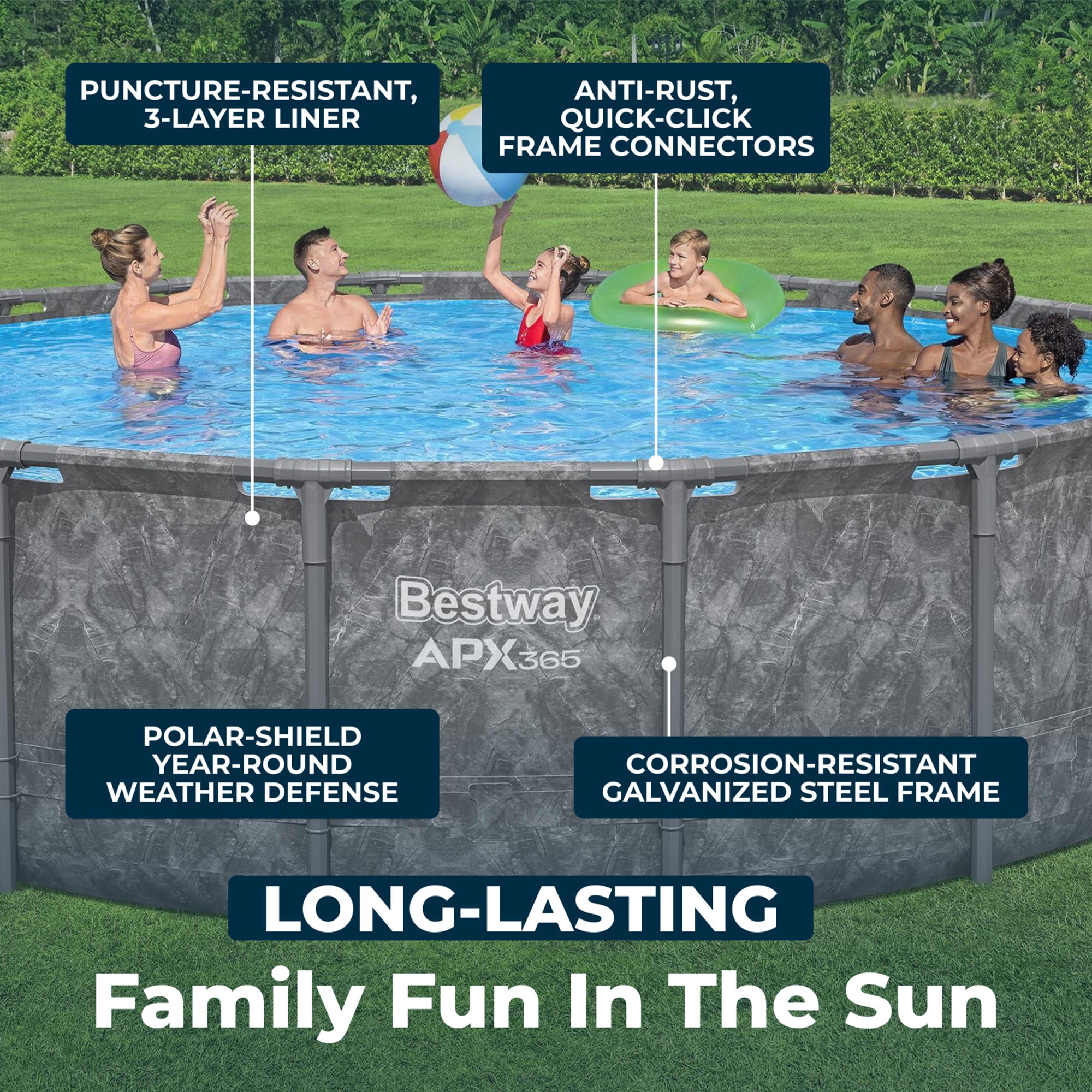 Bestway APX 365 18'x52" Metal Frame Above Ground Pool w/ Sand Filter Pump, Ladder & Cover