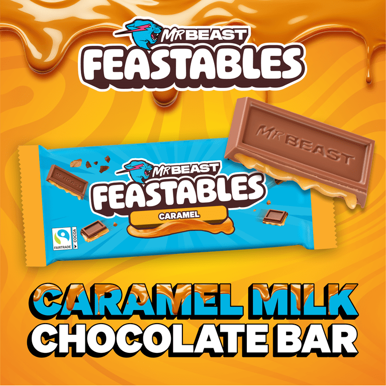 Feastables MrBeast Milk Chocolate Caramel Bar, 2.1 oz, 1 Count