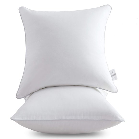 Leeden 18 x 18 Pillow Inserts (Set of 2) - Throw Pillow Inserts with 100% cotton cover - 18 Inch Square Interior Sofa Pillow Inserts - Decorative Pillow Insert Pair - White couch Pillow