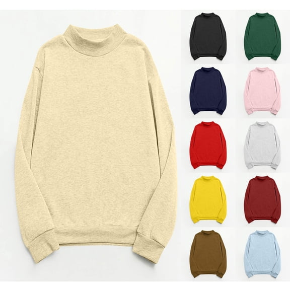 VKOYWKM Mockneck Sweatshirt Women Pullover Tops Plus Size Long Sleeve Drop Shoulder Casual Fall Sweatshirts Black XXXXL