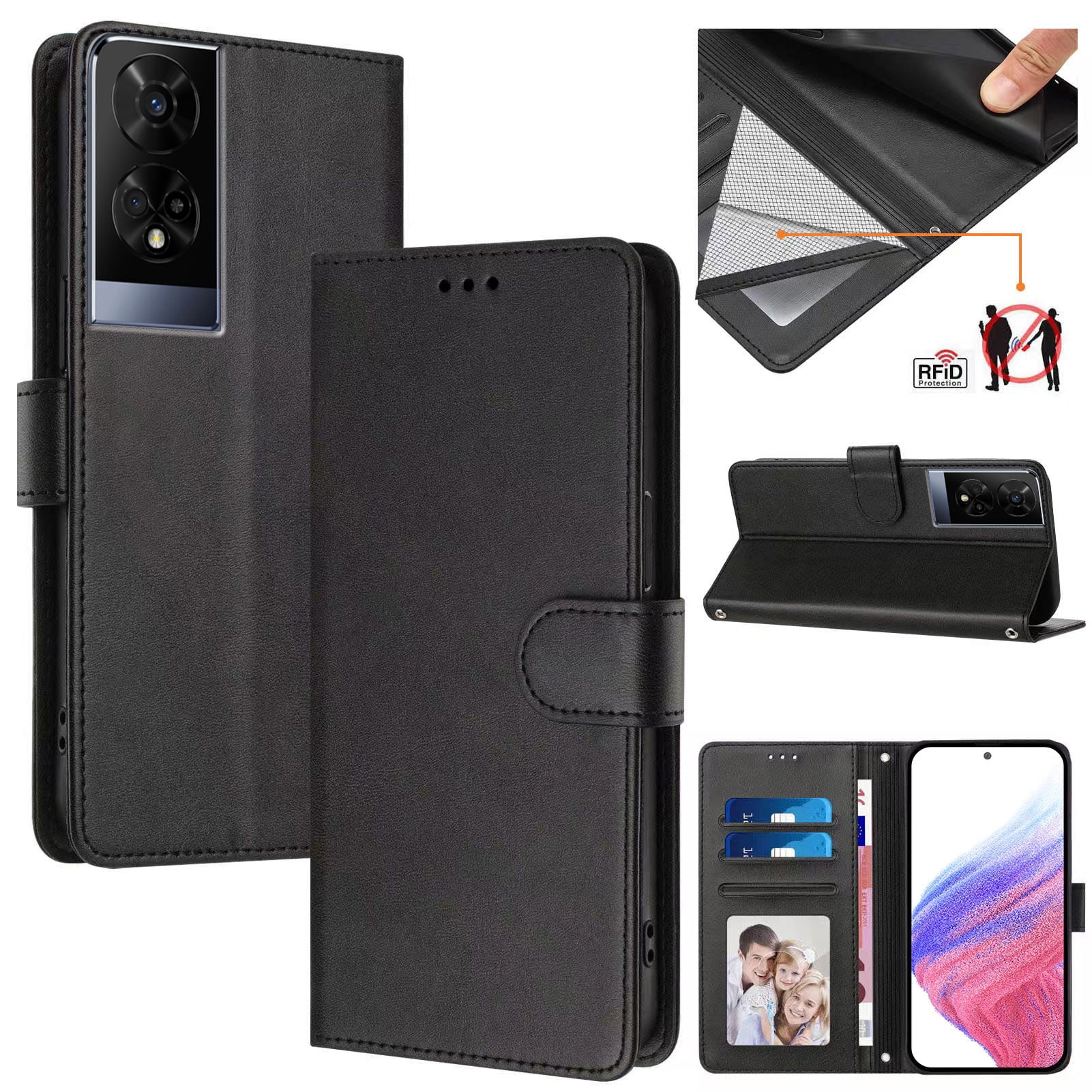 TCL 50 XE 5G Case ,RFID Blocking Cover Crossbody Lanyard Flip Leather Wallet Case for TCL 50 XE 5G