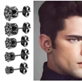 thumbnail image 3 of 5 Pairs 316L Surgical Steel Black CZ 4/5/6/7/8mm Solitaire Men Women Stud Earring, 3 of 8