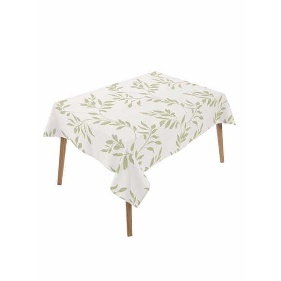 Green Leaves Table Cloth, Waterproof Tablecloth for Rectangle Tables, Retro Botanical Leaf Minimalist Art Reusable Washable Fabric Table Cover for Restaurant Kitchen Dining Tables 60"x102"