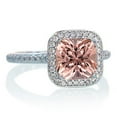 thumbnail image 2 of 1.5 Carat Cushion Cut Classic Morganite and diamond Halo Multistone Engagement Ring on 10k White Gold, 2 of 2