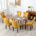 thumbnail image 3 of ODUSE-DAILY Yellow Velvet Dining Chairs Set of 6, Kitchen & Dining Room Chairs, Sillas De Comedor, Back Tufted, Fabric Upholstered, Solid Wood Frame (Gold, 6 Pcs), 3 of 10