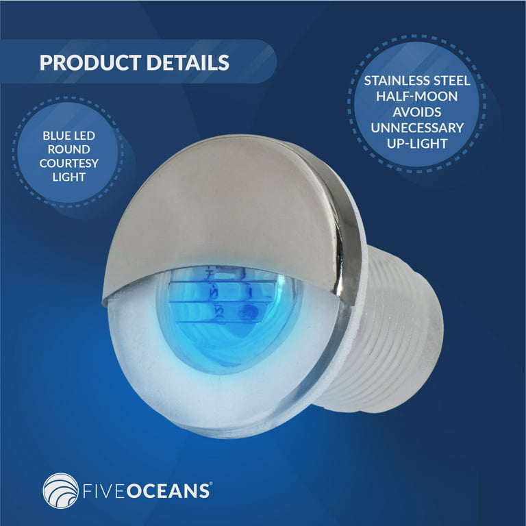 Five Oceans Marine Livewell Lights, 4 Pack LED Boat Courtesy Light, Round  Accent Light for Boat Interior, Exterior, Deck, Cockpit, IP68 Waterproof, 