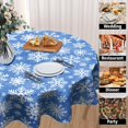 thumbnail image 4 of Winter Blue Snowflakes Round Tablecloth Blue and White Round Christmas Table Cover 60 Inch Washable Xmas Holiday Table Cloth for Home Kitchen Dining Room Patio Picnic Party Indoor Outdoor Decor, 4 of 6