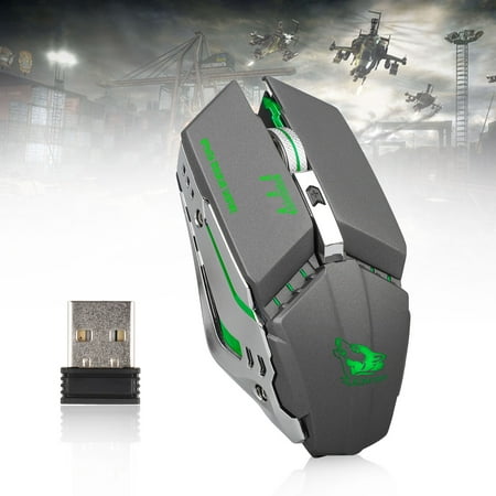 EEEkit Wireless Gaming Mouse with Unique Silent Click, 7 Breathing LED lights, 2 Programmable Side Buttons, 800/1200/1600 DPI, Ergonomic Grips, fit for