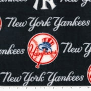 MLB New York Yankees 58" 100% Polyester Fleece Sports Logo Fabric By the Yard, Blue