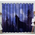 thumbnail image 1 of EREHome Mountain Landscape Snow Moon Howling Alpha Wolf Blackout Window Curtain Drapery Panels 52x84 Inch Two piece, 1 of 1