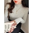 thumbnail image 4 of Elegant Solid Basic Knitted Women Tops Turtlneck Sweater Long Sleeve Casual Slim Pullover Korean Fashion Simple Chic Clothes, 4 of 5