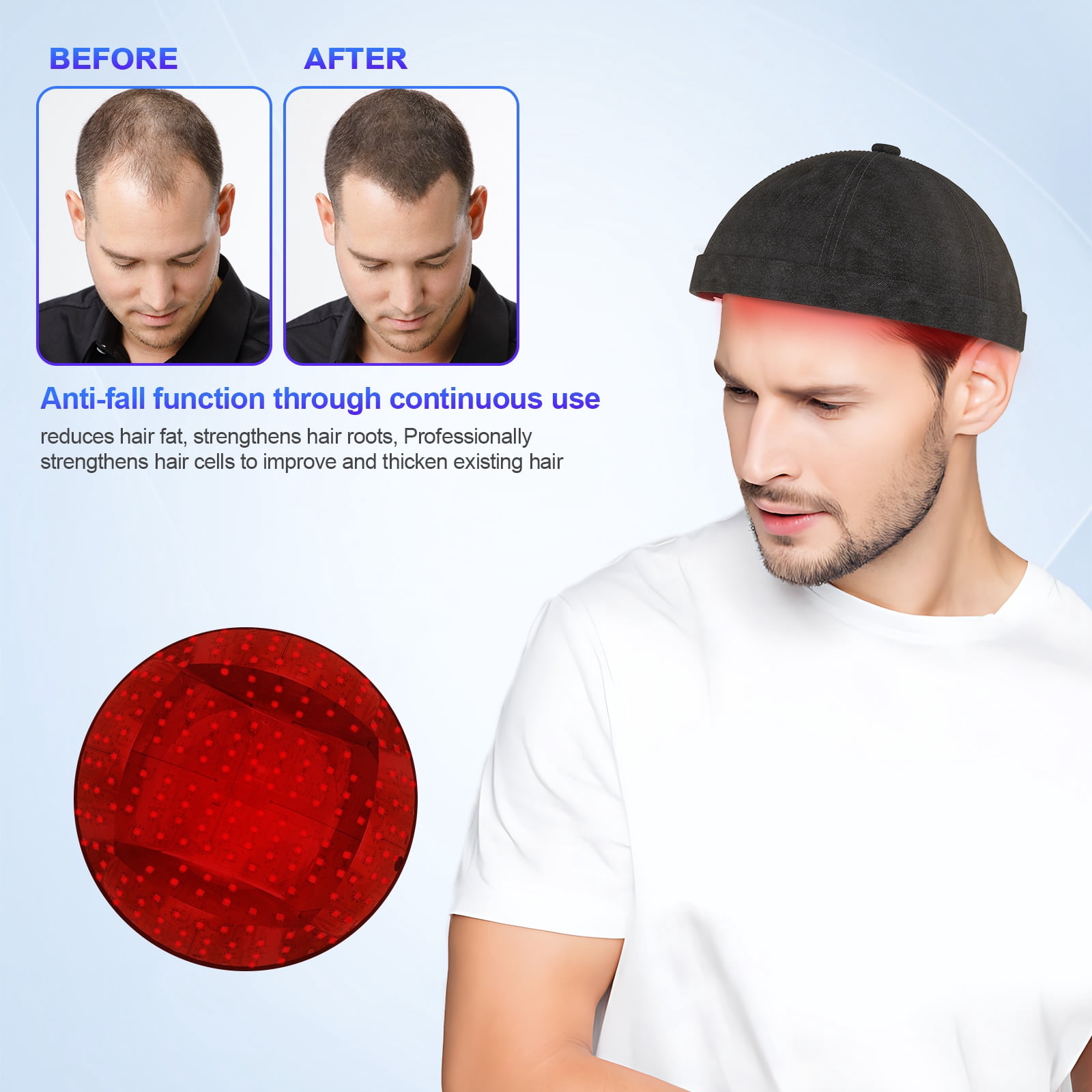 New LED Cap Device- 118 Laser Probes For Fuller-Looking Hair & Scalp Vitality for Men & Women,Two Modes of Red Light and Blue Light