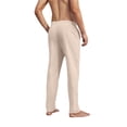 thumbnail image 3 of Domuza Linen Pants Men Casual 2026 Summer Beach Elastic Drawstring Waist Yoga Pants Travel Baggy Work Pant Pajama Khaki 3XL, 3 of 4