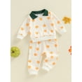 thumbnail image 6 of Aojekbee Baby Boys Pants Set, Pumpkin Print Long Sleeve Sweatshirt with Elastic Waist Sweatpants Halloween Clothes, 6 of 10