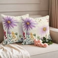 thumbnail image 2 of Purple Flowers Blossom Outdoor Waterproof Pillow Covers, Spring Retro Garden Wildflowers Decorative Square Throw Pillowcase Sofa Cushion Sham for Patio/Couch/Chair, 20"x20" 2 Pack, 2 of 8