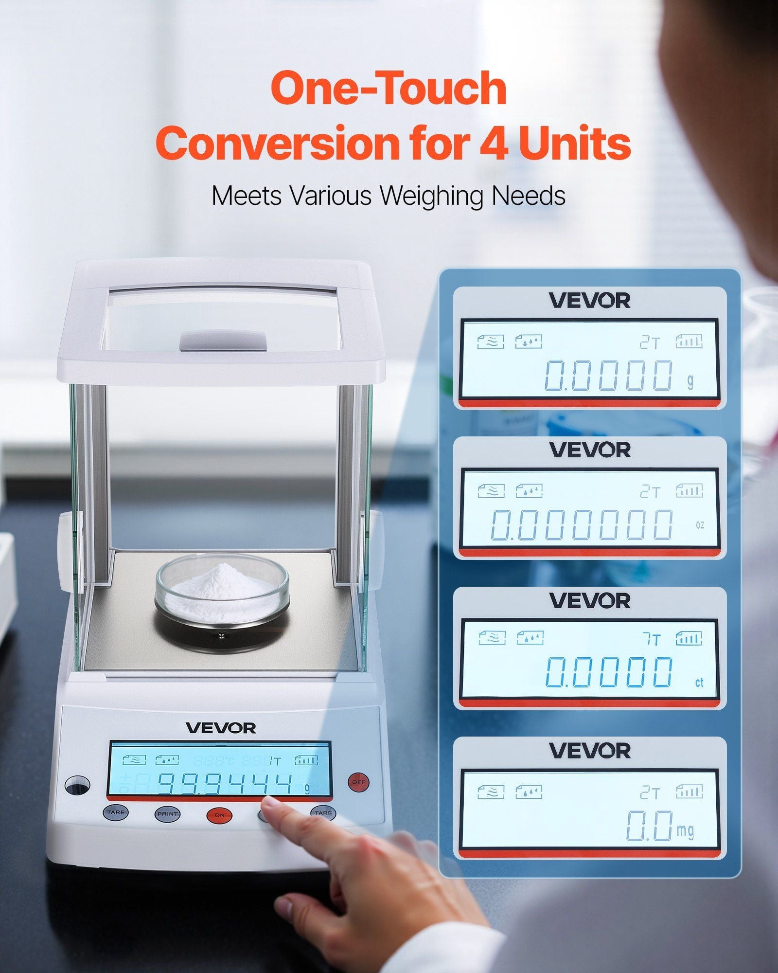 Analytical Balance, 120 g x 0.1 mg, 0.0001 g High Precision Accuracy Lab Scale, g/oz/ct/mg 4 Units Electronic Digital Analytical Balance with Glass Draft Shield, for Laboratory Jewelry Pharmacy