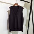 thumbnail image 2 of Sahpxhe Sweater Vest Women Sleeveless V Neck Knit Pullover Top Soft Lightweight Sweater Side Slit Hem Layering Piece for Fall Coffee Free Size, 2 of 6
