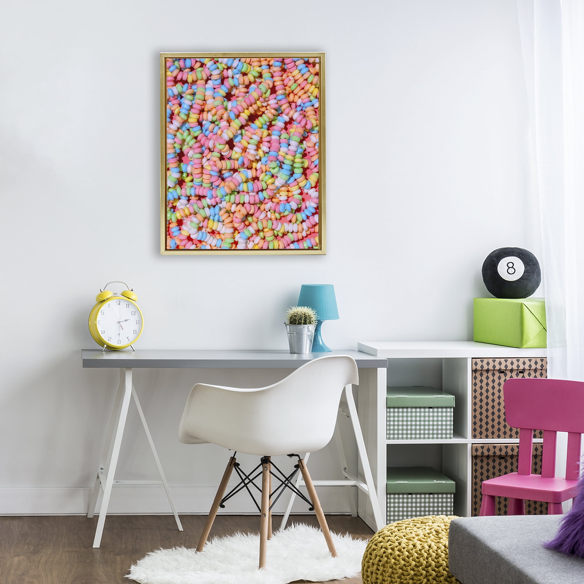 Stupell Industries Pastel Candy Necklace Gold Framed Floater Canvas Wall Art, design by LISH Creative