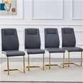 thumbnail image 2 of JERFIT Modern Upholstered Dining Chairs Set of 4, Gray PU Leather Side Chairs with Gold Metal Legs for Kitchen, Dining Room, Office, 2 of 9