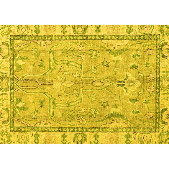Ahgly Company Indoor Rectangle Oriental Yellow Traditional Area Rugs, 2' x 4'