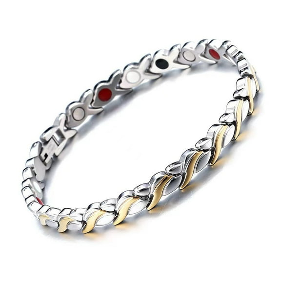 European And American Leaves Women's Titanium Steel Germanium Magnet Health Bracelet