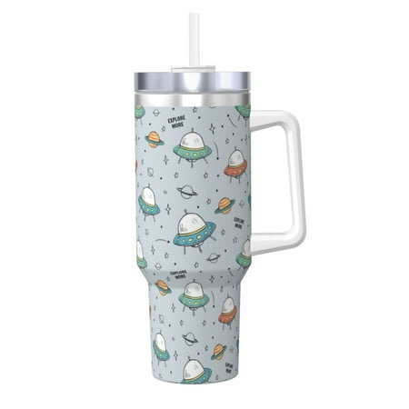 

Matuu Spaceship for 40OZ Ice Cup with Handle Durable Thermal Cups Keep Drinks Cold and Hot Insulated Car Mug with Lid