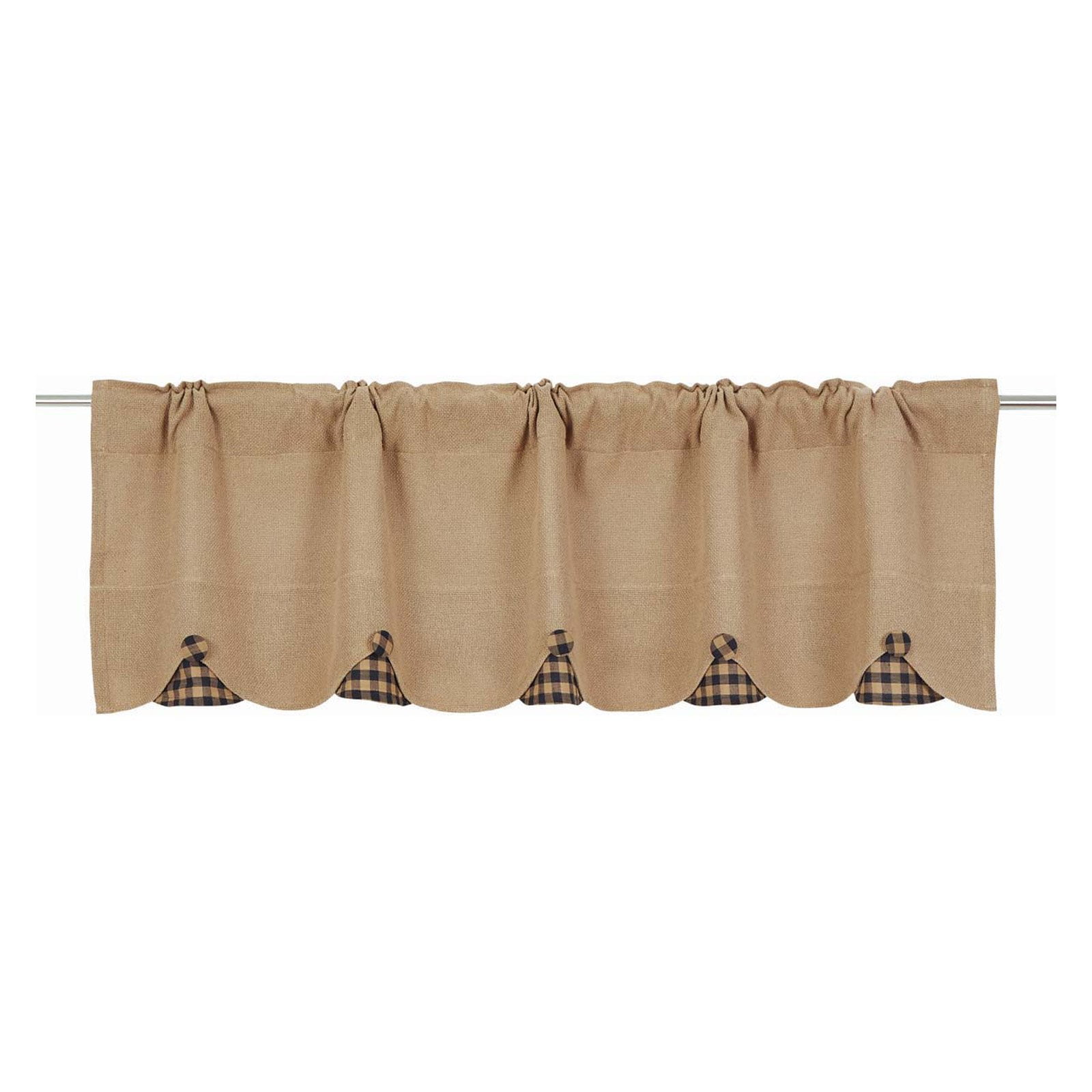 VHC Brands Burlap Check Scalloped Valance - Thumbnail 3