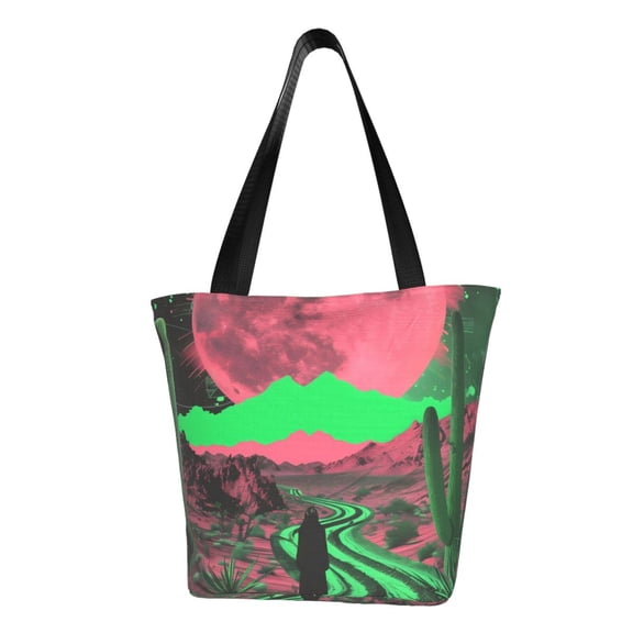 Sikiie Neon Desert Moon Shoulder Bag Casual Hobo Crossbody Tote Bag for Women and Men Large Purse Messenger Bag Travel Work