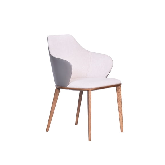 Modrest Megan 19" Modern Wood & Faux Leather Dining Chair in Beige/Walnut