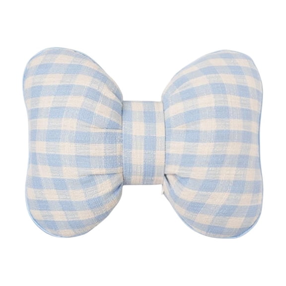 Btomtd Soft Plaid Bow Ribbon Sofa Throw Pillows with Lumbar Support, Office Desk Chair Cushion, Home Decor Gift Idea Couch Pillows, Size 15" x 12", Blue