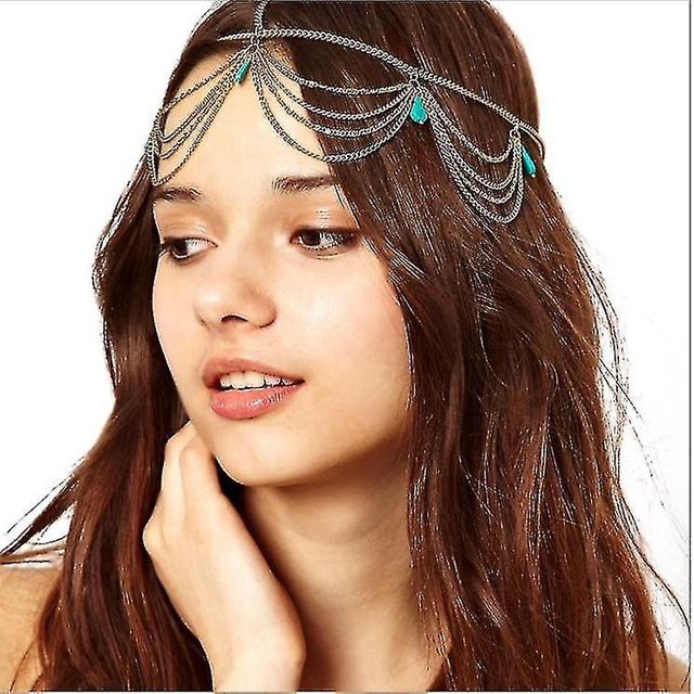Diademas tipo cadena HUOGUO Gold con capas colgantes para mujer