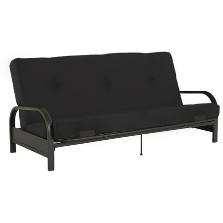 Mainstays Black Metal Arm Futon with Full Size Mattress, Multiple (The Best Futons For Sleeping)