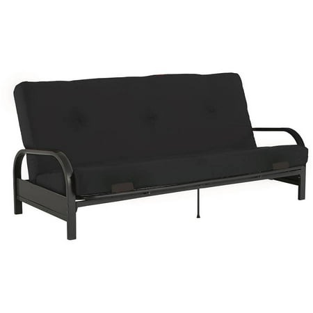 Mainstays Black Metal Arm Futon with Full Size Mattress, Multiple