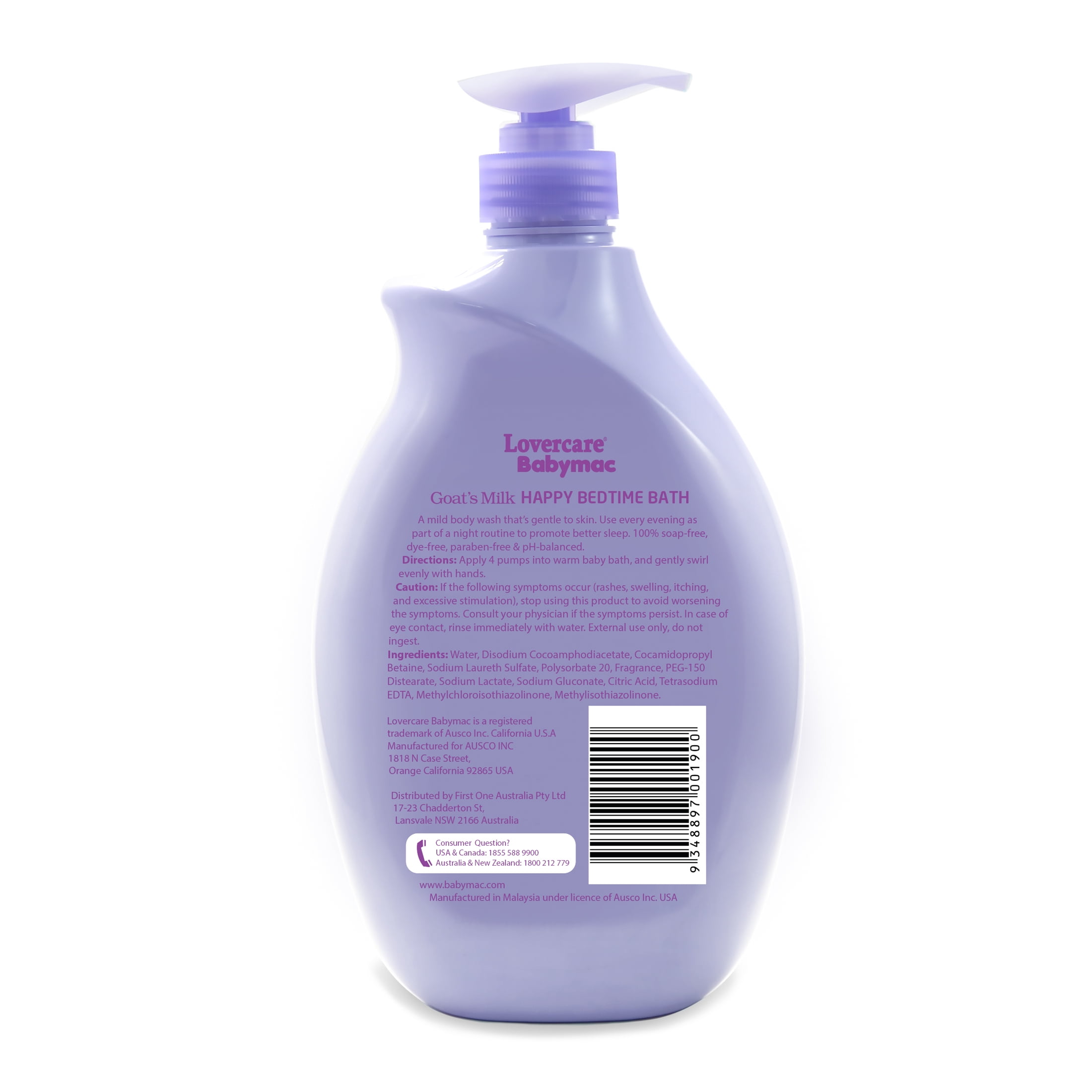2-Pack LoverCare Babymac Goat's Milk Happy Bedtime Bath-33.8 fl oz (1000ml)