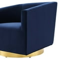 thumbnail image 3 of Armchair Accent Swivel Chair, Velvet, Gold Dark Blue, Modern Contemporary Urban Design, Living Lounge Room Hotel Lobby Hospitality, 3 of 8