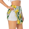 thumbnail image 1 of Balery Lemon Seamless Pattern Oil Painting Effect Pantalones cortos deportivos para mujer con forro y dos bolsillos, elásticos, para entrenamiento, gimnasio, yoga-X-Large, 1 of 7