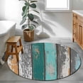 thumbnail image 3 of Round Rugs 3Ft, Teal Orange Grey Round Area Rug Washable Indoor Throw Carpet, Farmhouse Vintage Wooden Small Non Slip Circle Rug for Bedroom Living Room Home Decor Aesthetic, 3 of 8