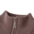 thumbnail image 6 of ZCFZJW Mens Quarter Zip Sweater Fall Winter Long Sleeve Cable Knitted Pullover Sweaters Trendy Slim Fit Basic Solid Colors Textured Sweater Tops Coffee M, 6 of 7