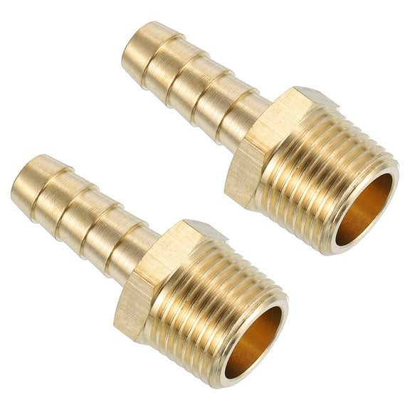 Uxcell Brass Hose Barb Fittings 2 Pack 5/16" Barbx3/8" NPT Male Brass Barb Pipe Fitting