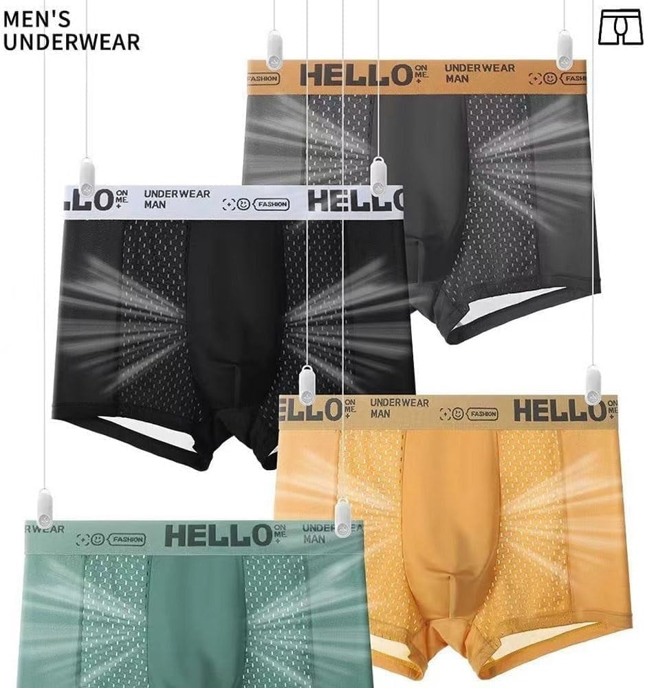 BEFASY Men's Ice Silk Boxer Briefs - Low Rise Breathable Trunks With Sheath/Pouch, One Size Fits Most