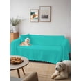 thumbnail image 6 of Turquoise Couch Cover, Modern Pure Turquoise Oversized Sofa Cover Blanket for 3 Cushion Couch, Sectional Sofa Slipcover Furniture Protector for Living Room Bedroom 71''x150'', 6 of 9
