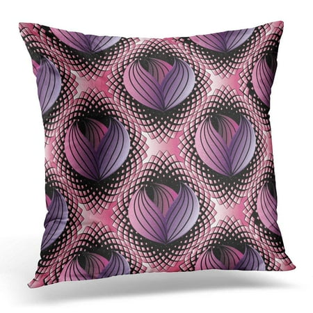 Purple Strike Design ARHOME Abstract Modern Floral Black Pink Halftone with 3D Line Tracery Striped Purple Violet Flowers Pillow Cover 16x16 Inches Throw Pillow Case Cushion Cover ()