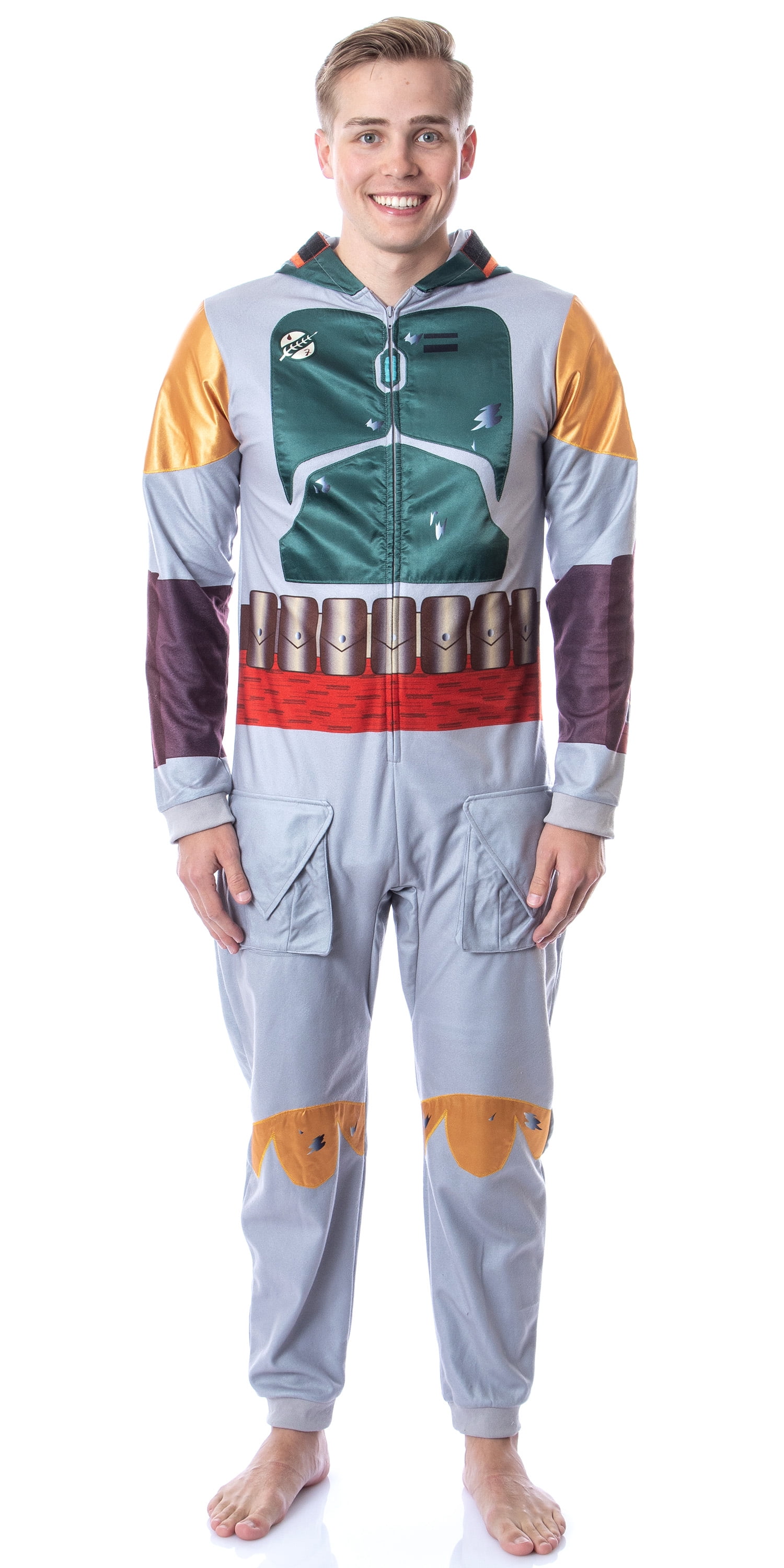 Star Wars Mens Boba Fett Hooded Costume Union Suit One Piece Pajama Walmart