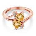thumbnail image 3 of Gem Stone King 18K Rose Gold Plated Silver Yellow Citrine and White Lab Grown Diamond Ring for Women (1.33 Cttw, Heart Shape 6MM, Gemstone November Birthstone, Available in Size 5, 6, 7, 8, 9), 3 of 6