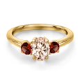 thumbnail image 3 of Gem Stone King 18K Yellow Gold Plated Silver Peach Morganite and Red Garnet Engagement Ring for Women | 1.05 Cttw | Oval 7X5MM | Gemstone October Birthstone | Size 8, 3 of 6