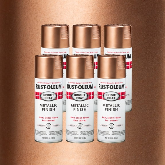 Rose Gold, Rust-Oleum Stops Rust Metallic Protective Enamel Spray Paint, 11 oz, 6 Pack