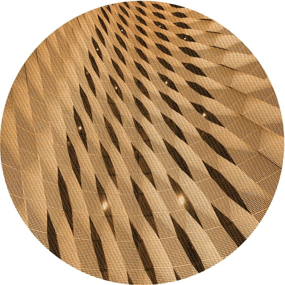 Ahgly Company Indoor Round Patterned Cantaloupe Orange Area Rugs, 7' Round