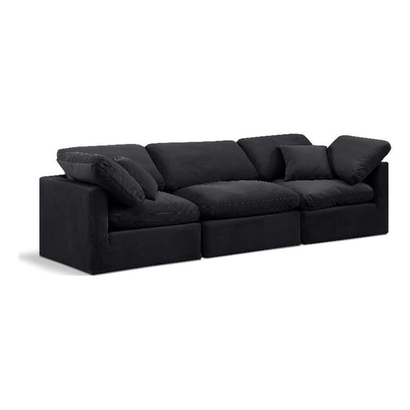 Meridian Furniture Indulge 94" Contemporary Velvet Modular Sofa in Black