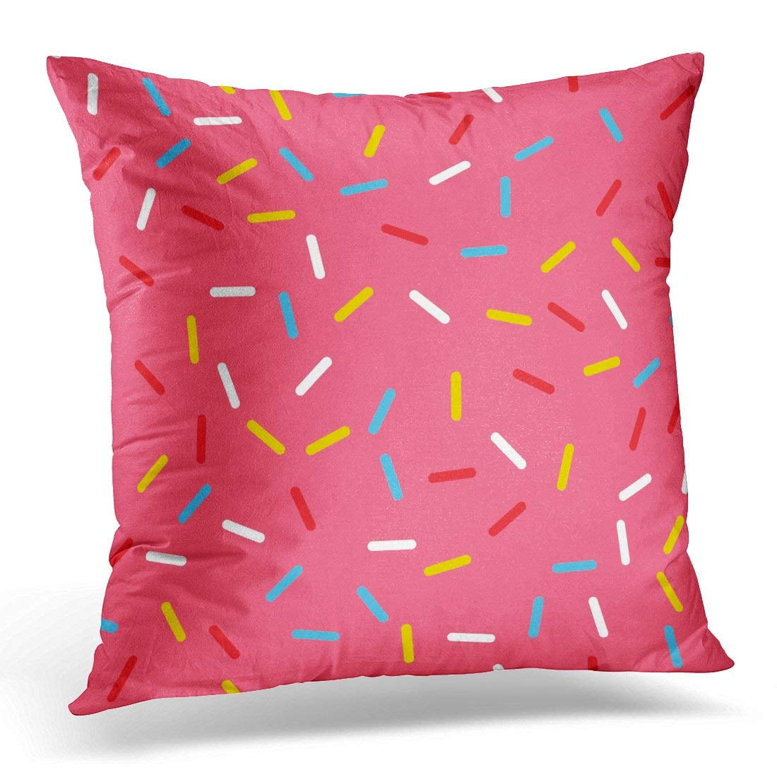 ARHOME Bakery Pink Donut Glaze with Many Sprinkles Cake Pillow Case Pillow Cover 20x20 inch ...